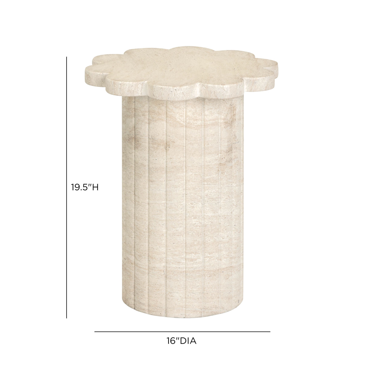 TOV Furniture Blossom Faux Travertine Concrete Indoor/Outdoor Side Table