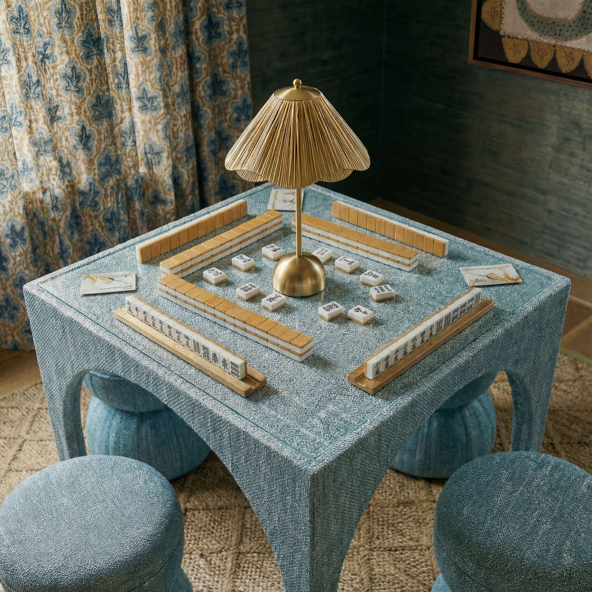 TOV Furniture Tomlin Teal Square Mahjong Table