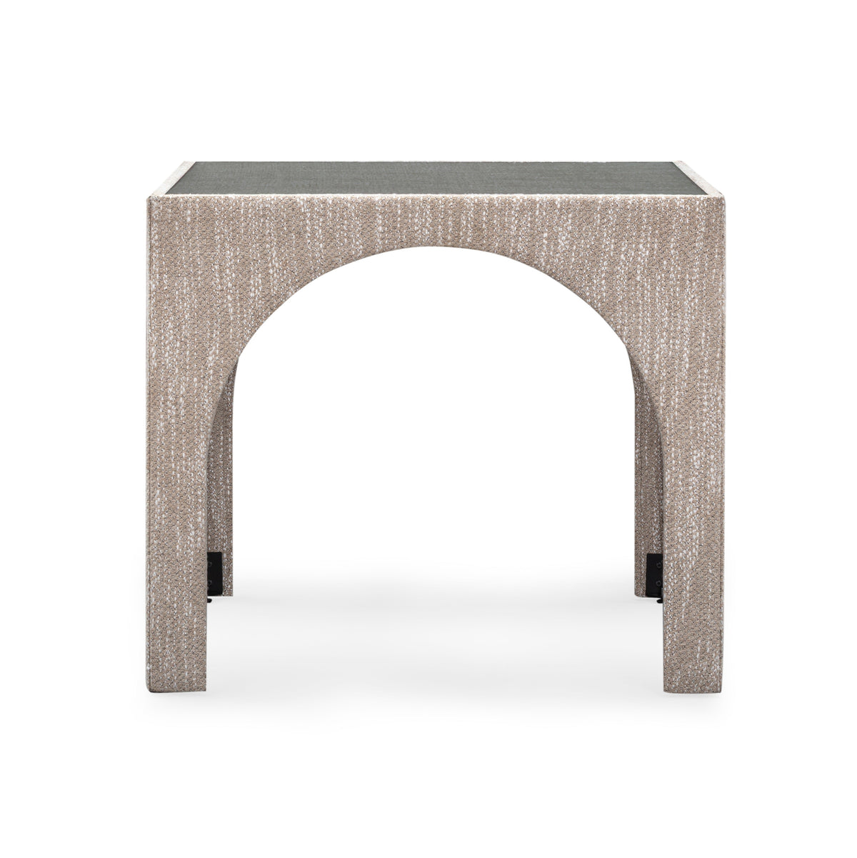 TOV Furniture Tomlin 35" Square Mahjong Table in beige chenille with glass top, primary view