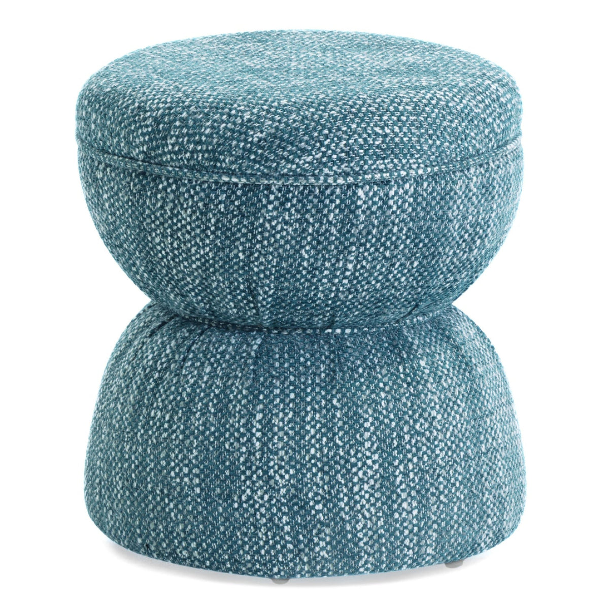 TOV Furniture Tomlin Ruched Performance Game Ottoman in teal ruched chenille, primary product view