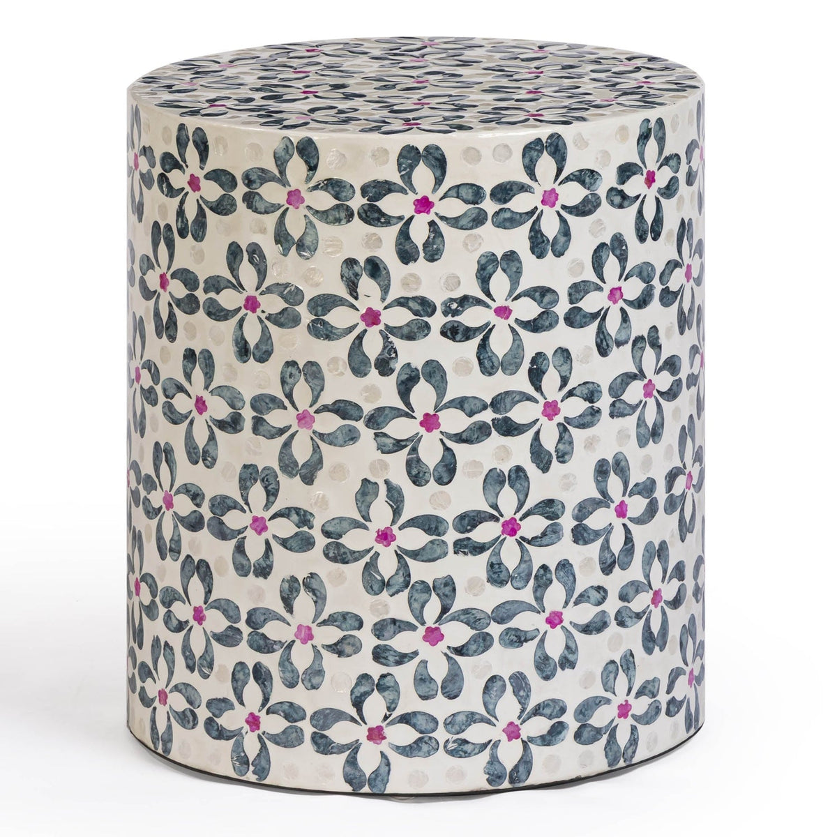TOV Furniture Lorna Aqua Capiz Shell Accent Stool in aqua Capiz shell, primary product view