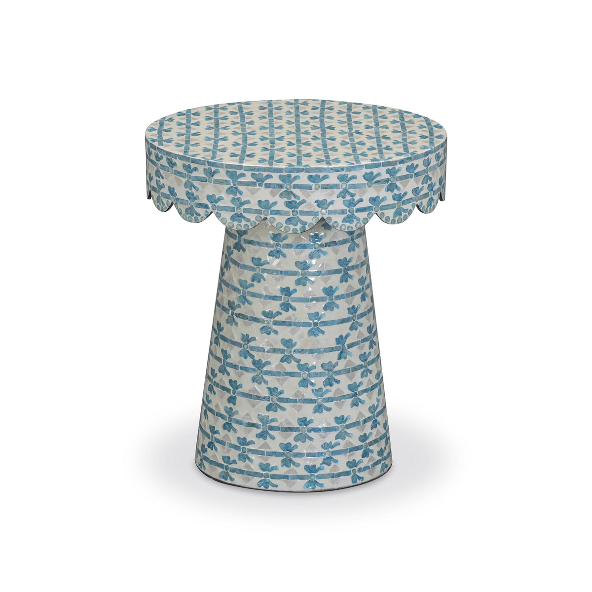 TOV Furniture Lady Blue Ribbon Capiz Shell Round Side Table