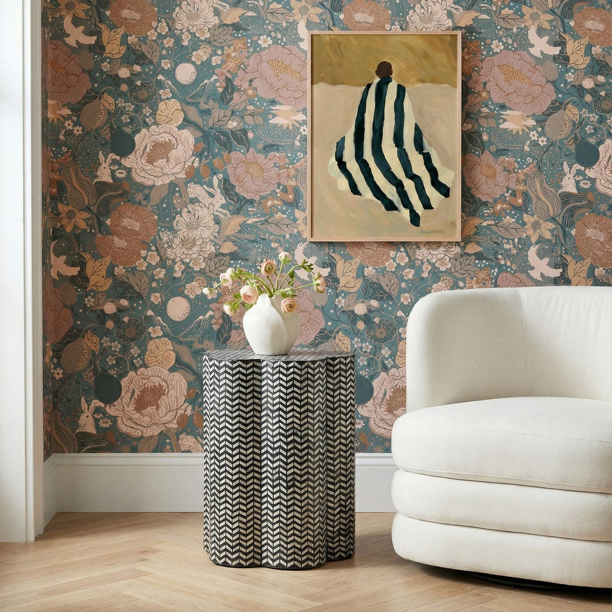 TOV Furniture Truffle Black Mother of Pearl Shell Side Table