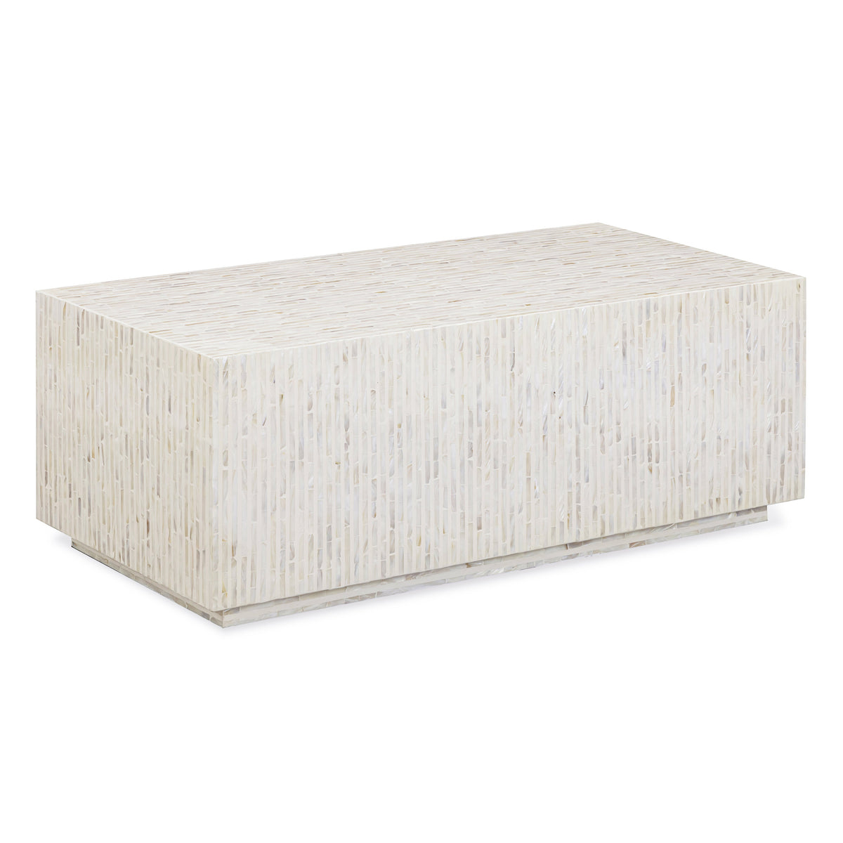 TOV Furniture Earl Cream Shell Rectangular Coffee Table in cream Mother of Pearl shell over MDF, primary product view