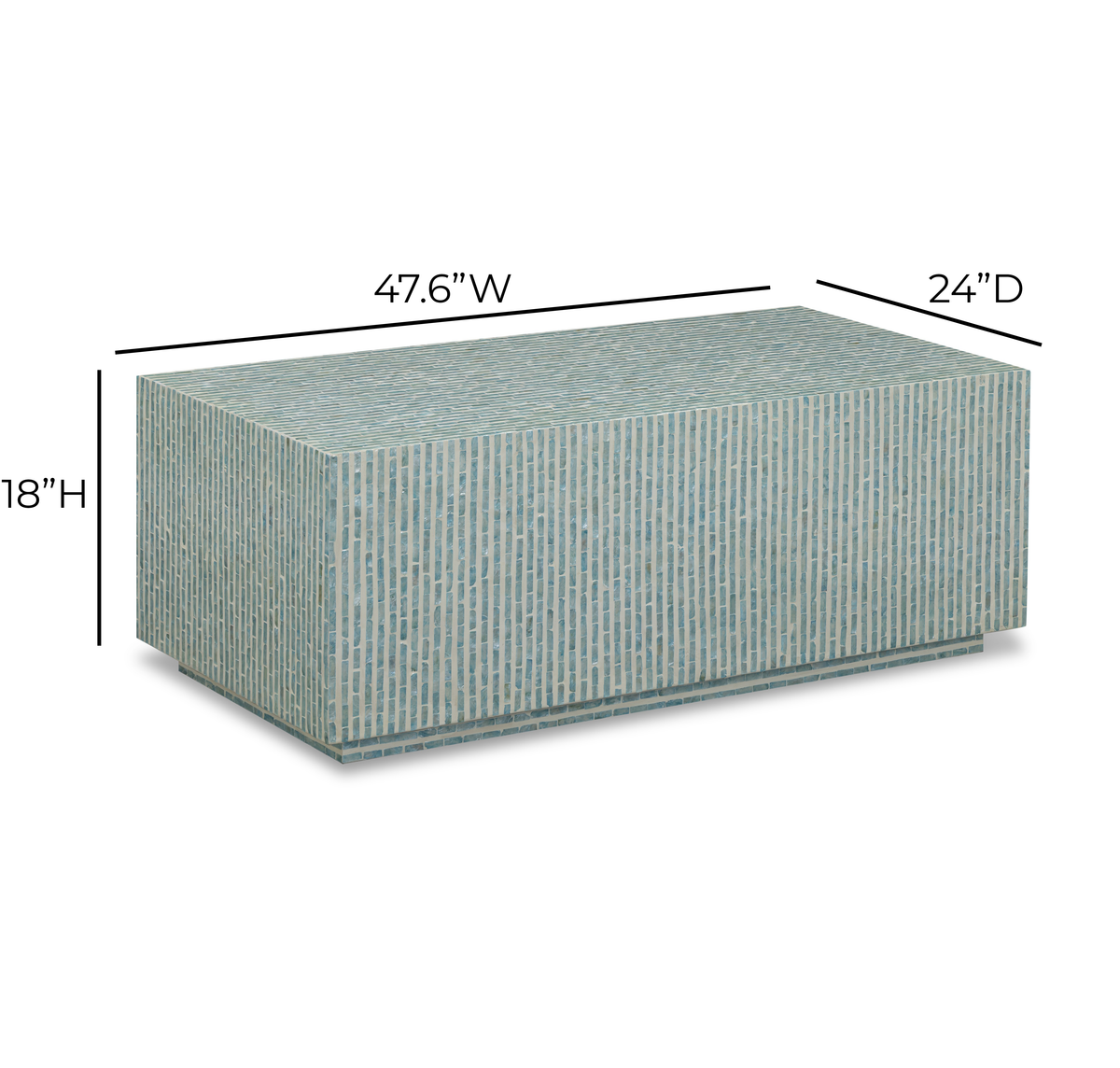 TOV Furniture Earl Light Blue Shell Rectangular Coffee Table