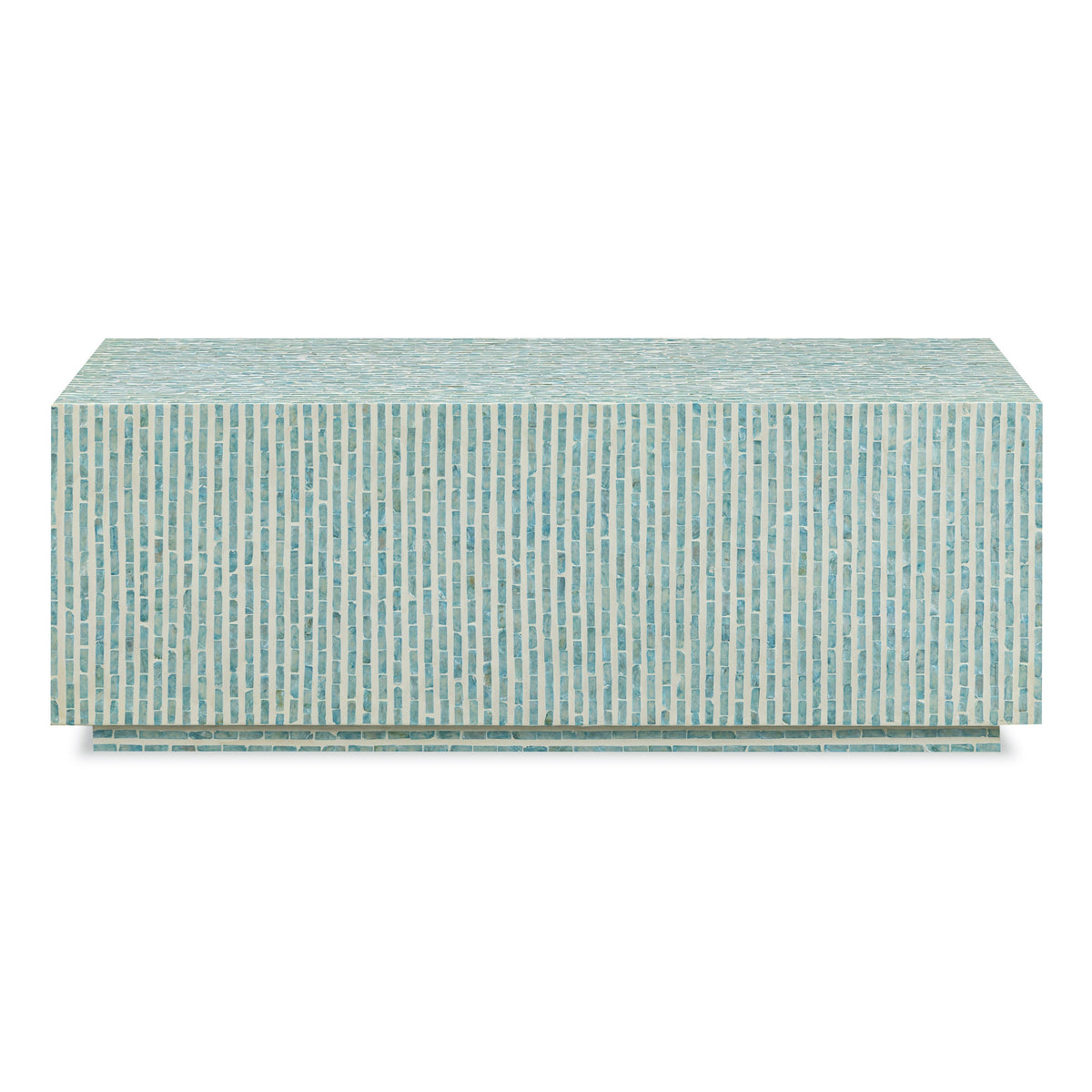 TOV Furniture Earl Light Blue Shell Rectangular Coffee Table