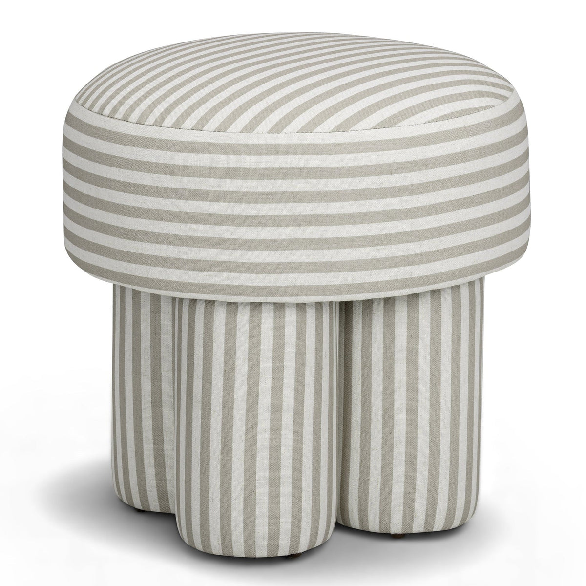 TOV Furniture Masha Khaki Striped Performance Linen Accent Stool in khaki striped performance linen, primary product view