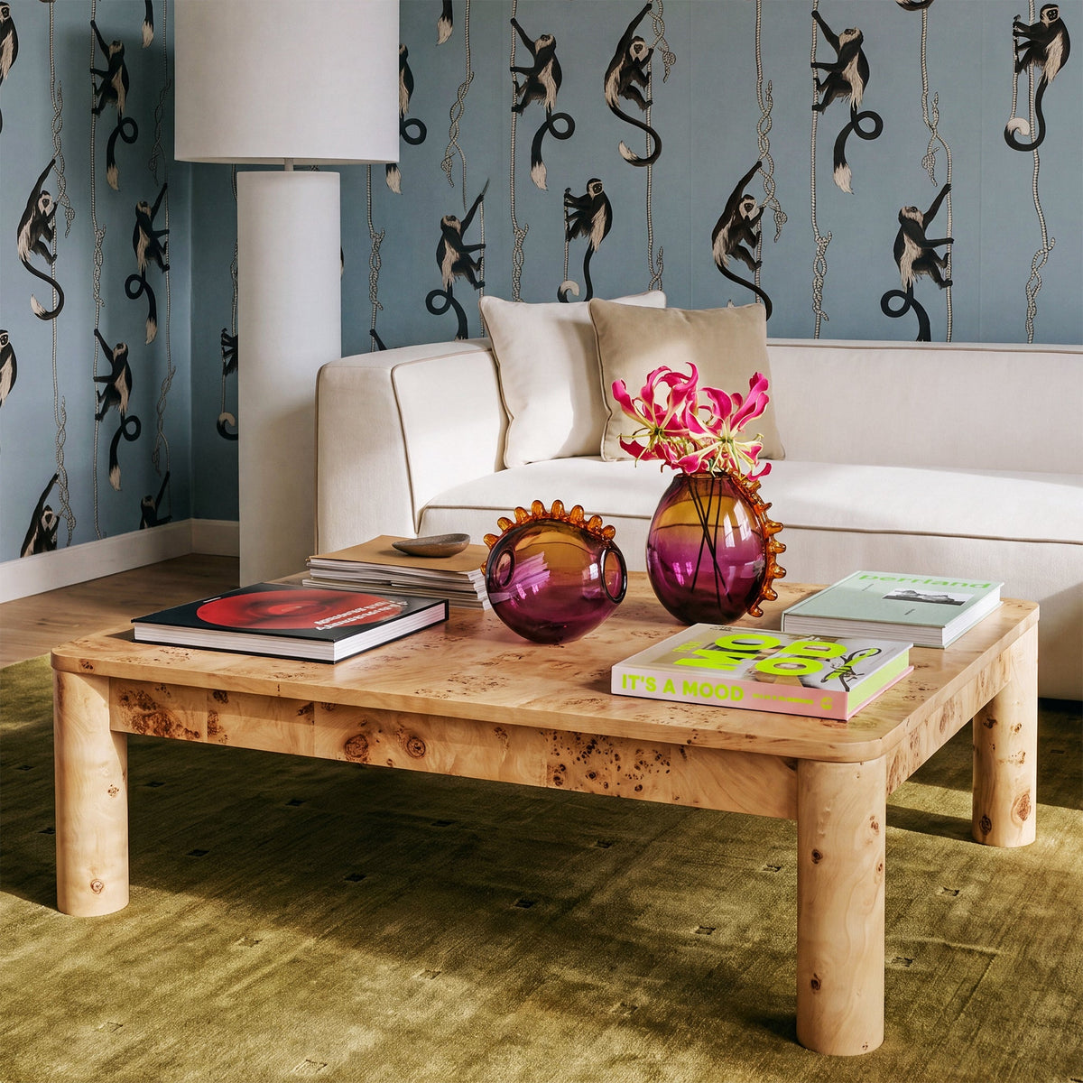 TOV Furniture Berri 39in Natural Burl Coffee Table in natural burl veneer, primary product view
