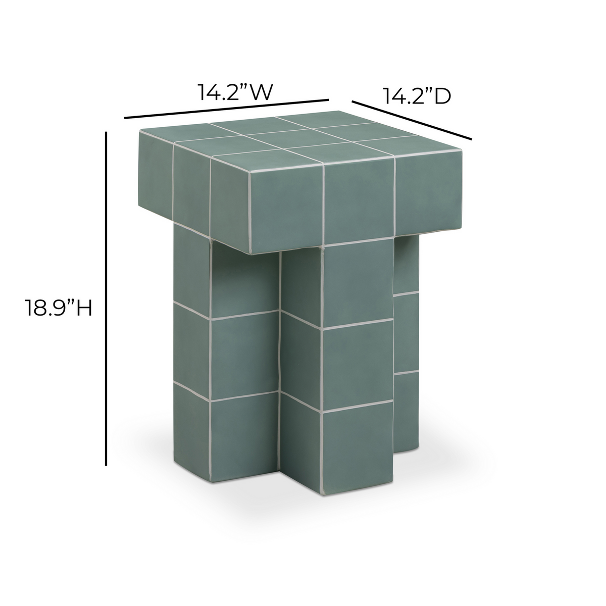 TOV Furniture Alma Tile Green Concrete Indoor/Outdoor Side Table