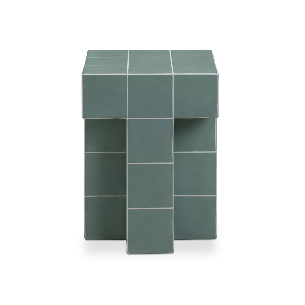 TOV Furniture Alma Tile Green Concrete Indoor/Outdoor Side Table