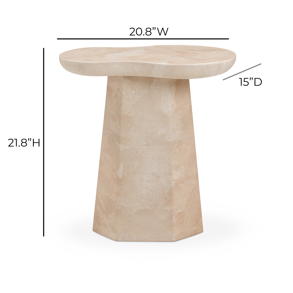 TOV Furniture Zaya Rose Faux Marble Concrete Indoor/Outdoor Side Table