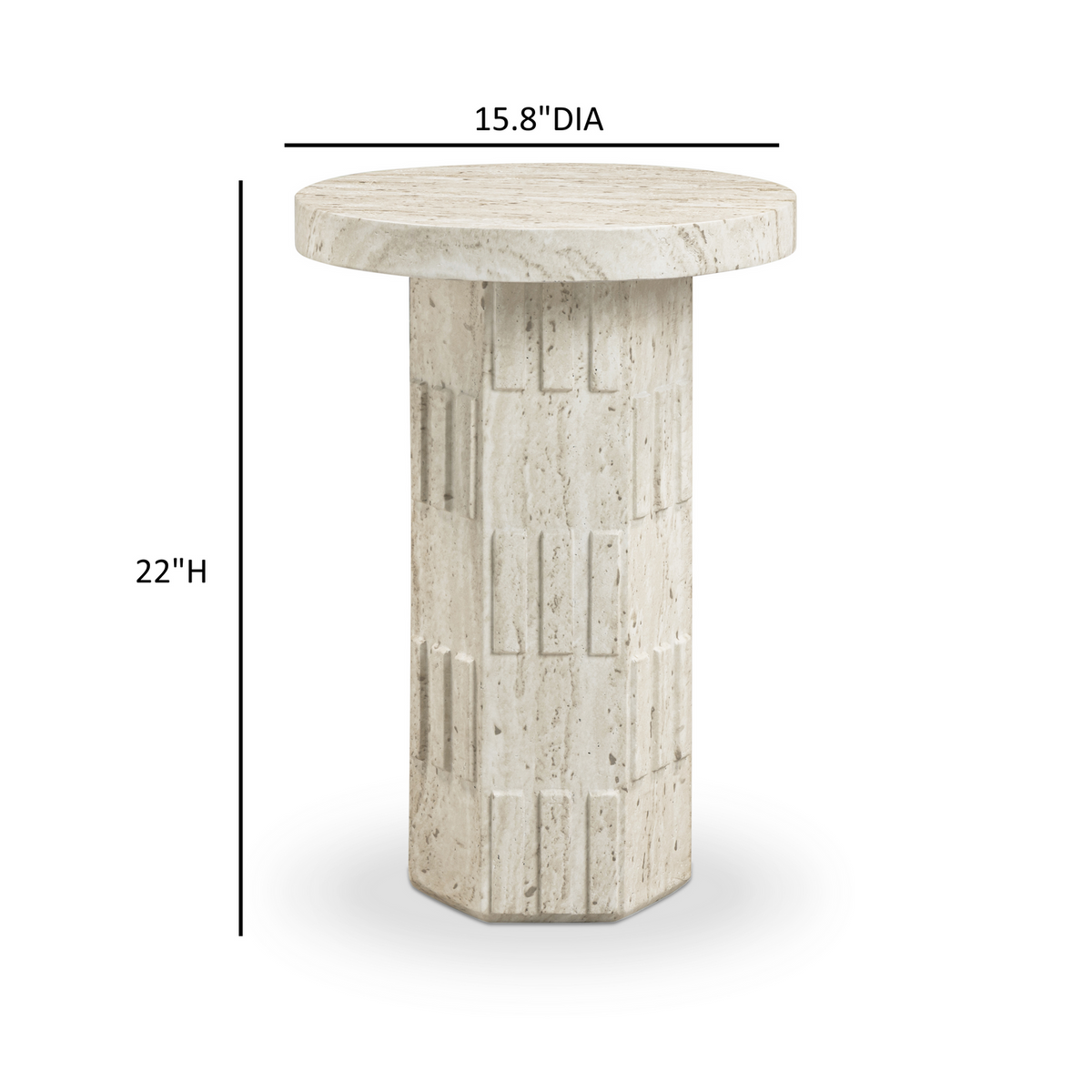 TOV Furniture Asta Faux Travertine Concrete Indoor/Outdoor Side Table