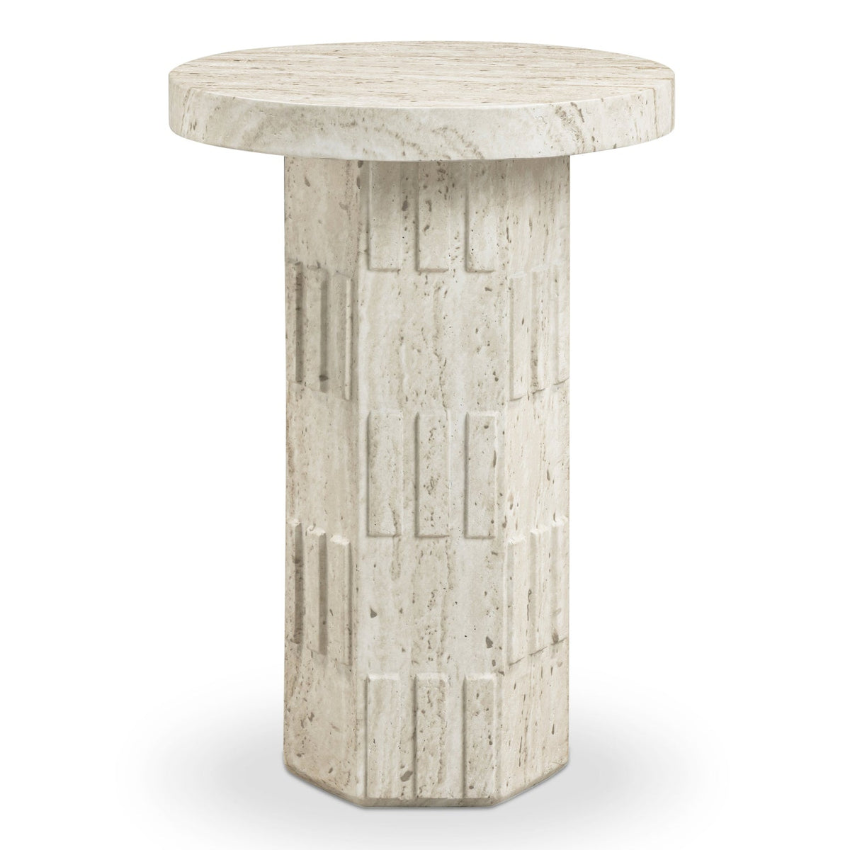 TOV Furniture Asta Faux Travertine Concrete Indoor/Outdoor Side Table