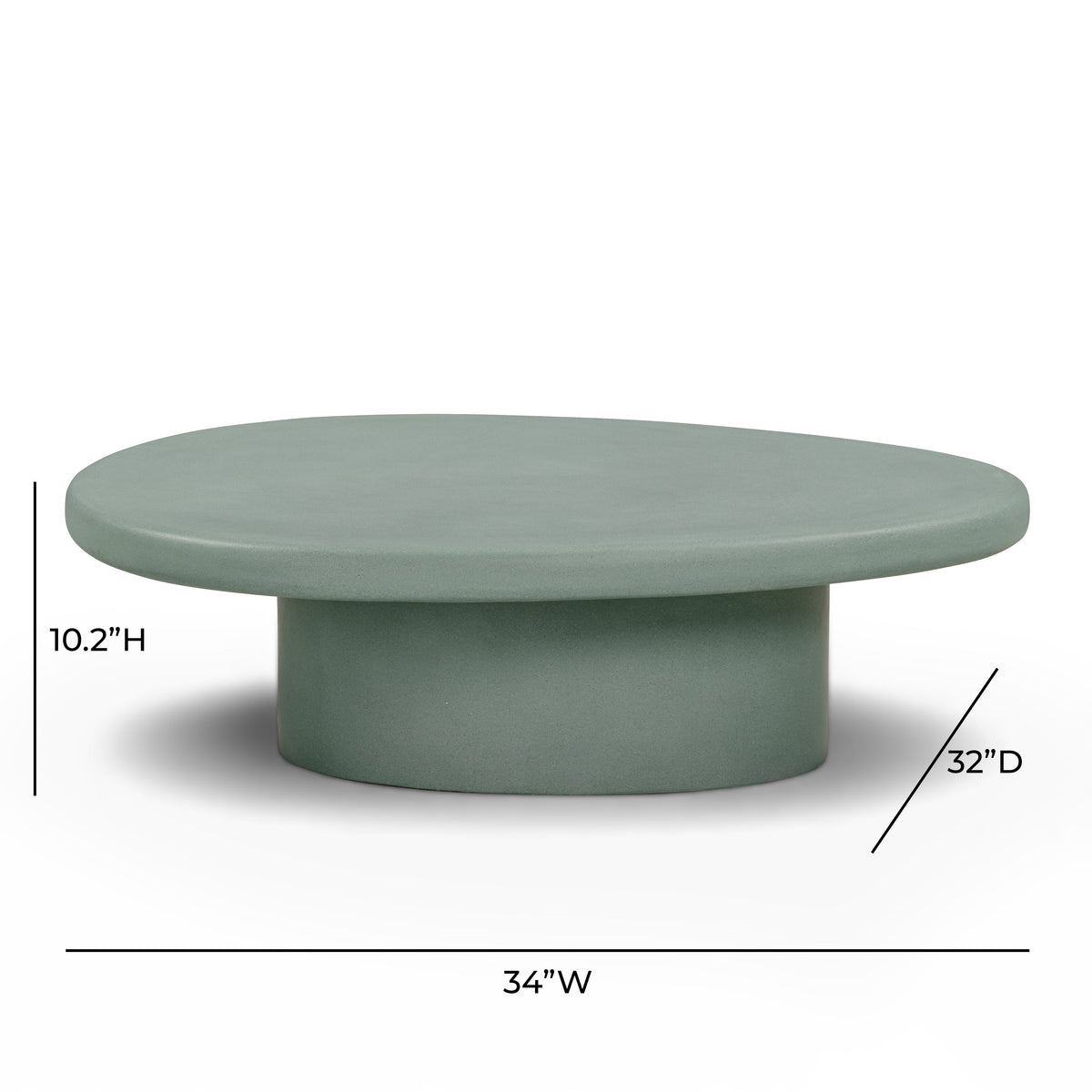 TOV Furniture Jade Green Concrete Indoor/Outdoor Coffee Table