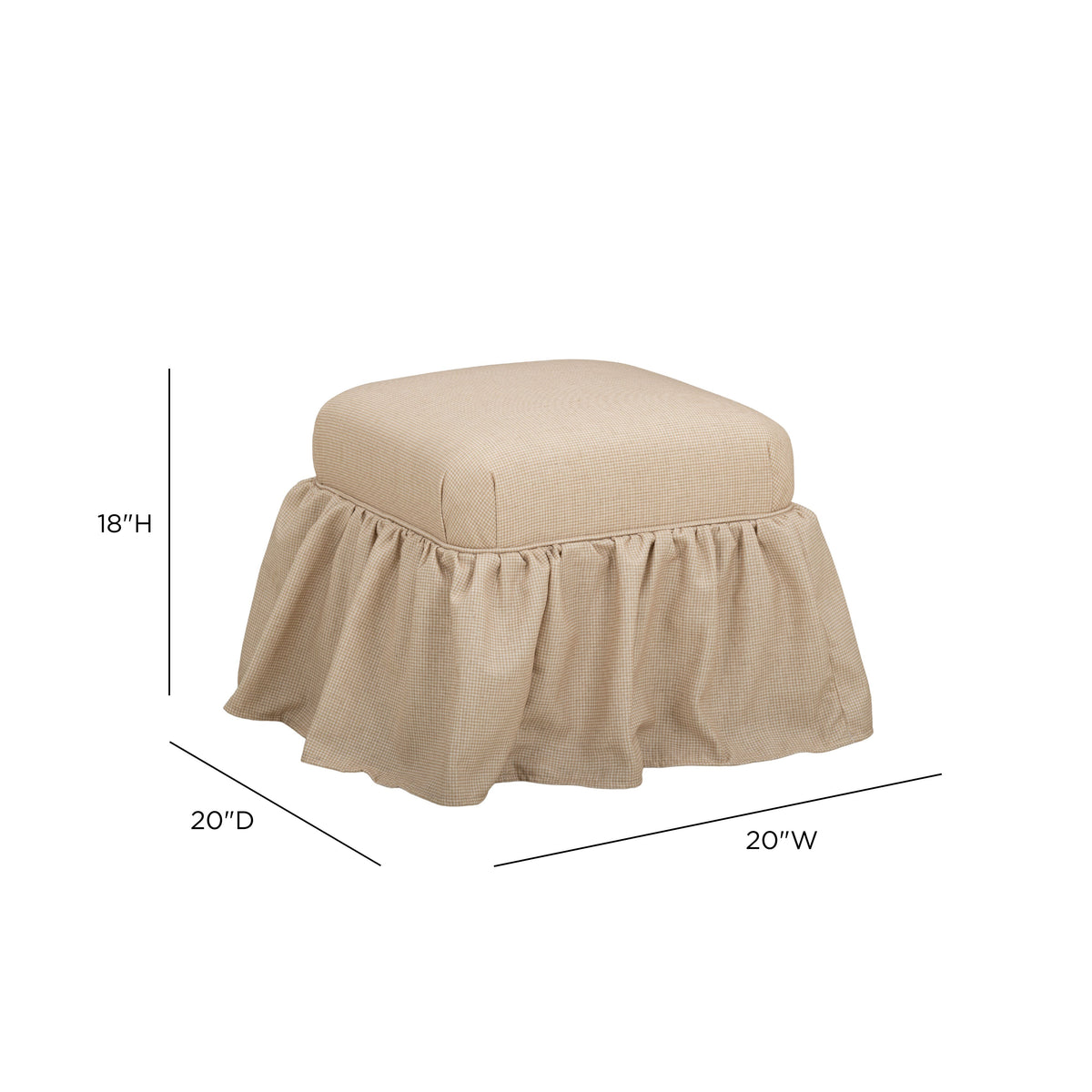 TOV Furniture Gertrude Yellow Gingham Performance Linen Skirted Ottoman