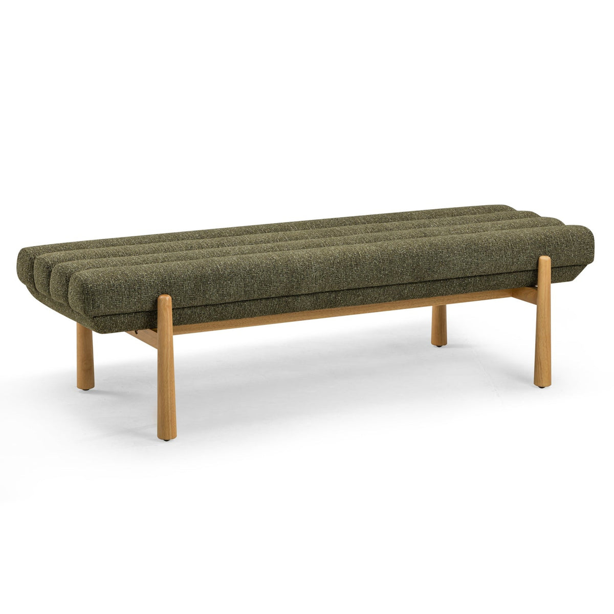 TOV Furniture Julianna Green Textured Performance Bench in green textured fabric, primary product view