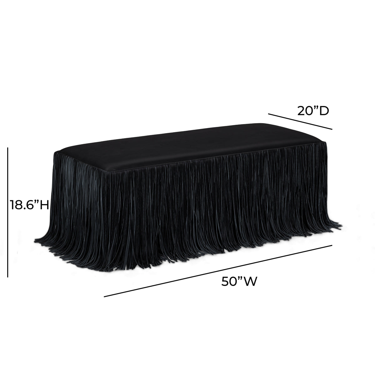 TOV Furniture Shag Me Black Performance Vegan Leather Bench