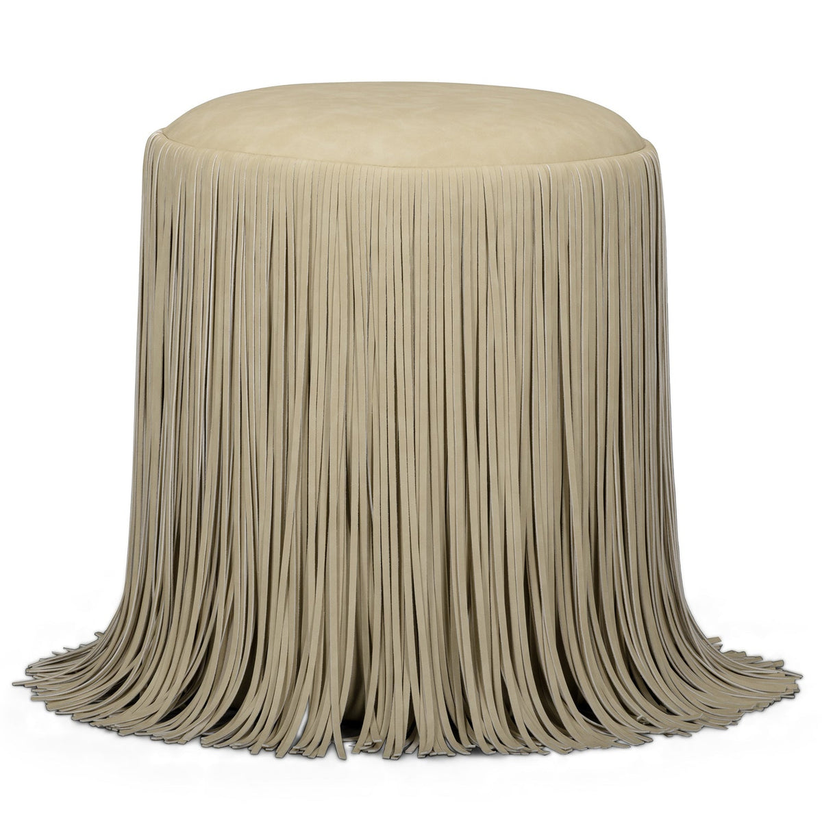 TOV Furniture Shag Me Performance Vegan Leather Ottoman in tan performance vegan leather, primary product view