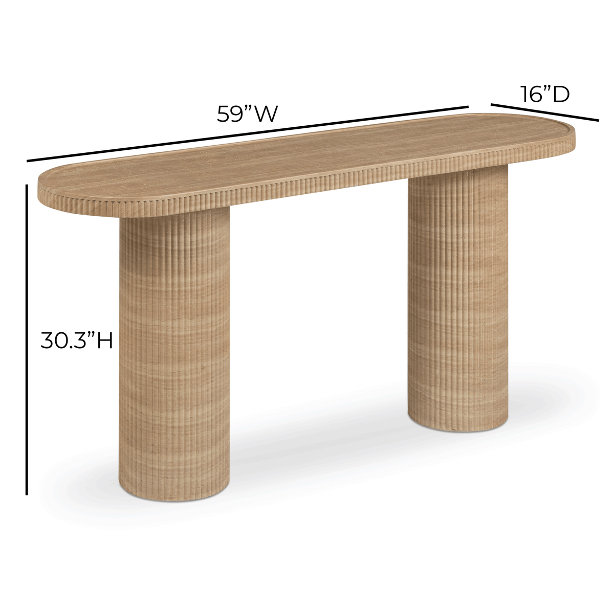 TOV Furniture Darcy Travertine Concrete Indoor/Outdoor Console Table