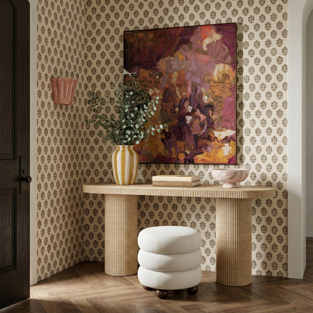 TOV Furniture Darcy Travertine Concrete Indoor/Outdoor Console Table