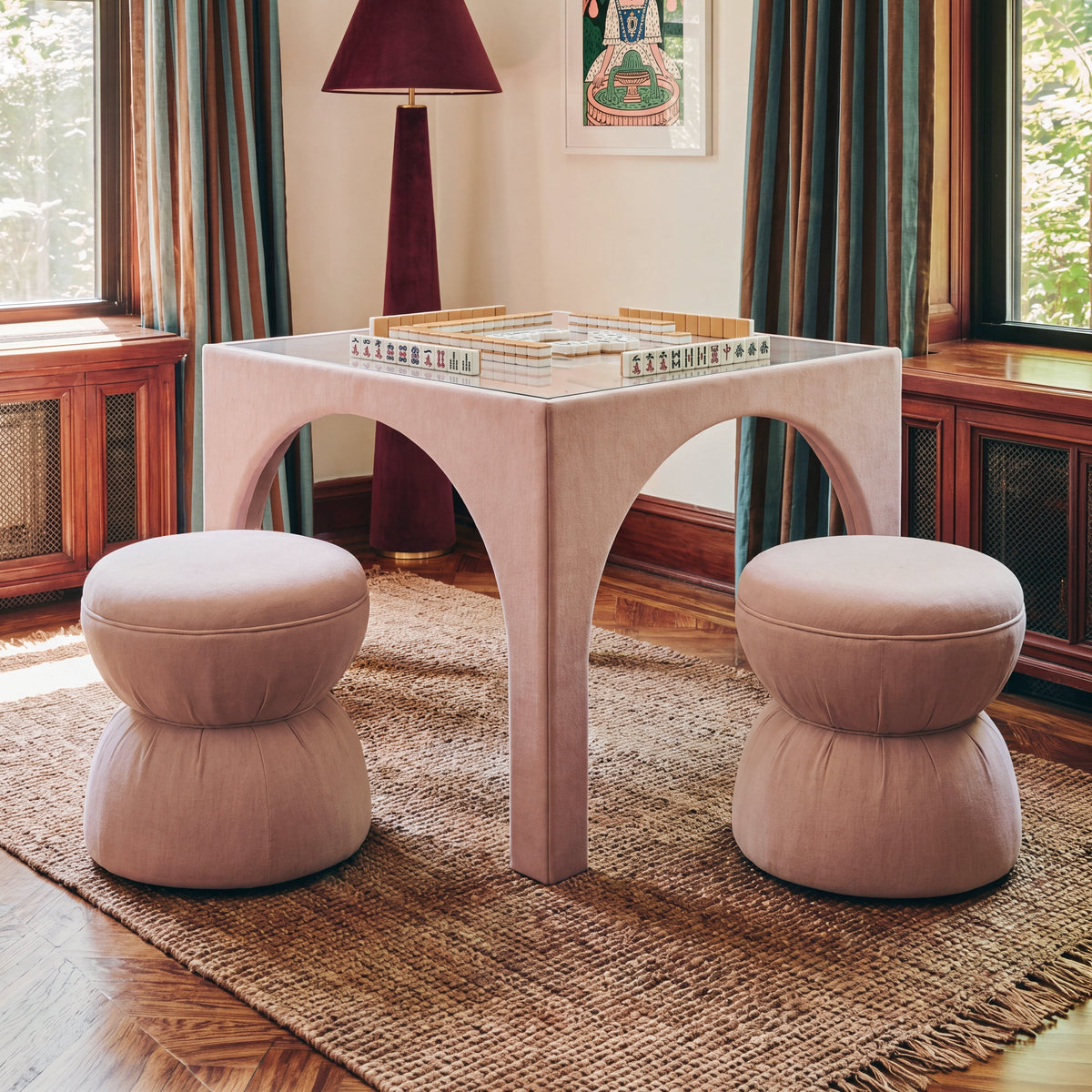 TOV Furniture Tomlin Light Pink Square Mahjong Table