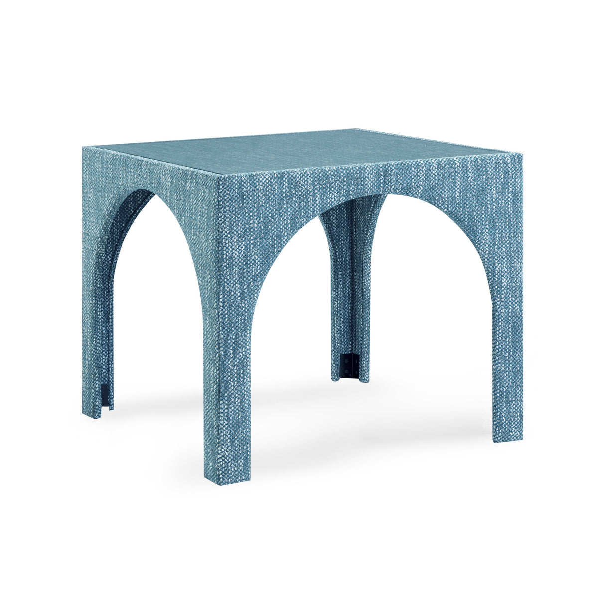TOV Furniture Tomlin Teal Performance Chenille Game Table and Two Ottomans Set