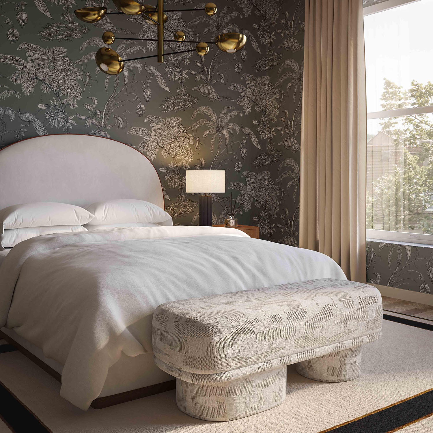 TOV Furniture Lena Jacquard Bench