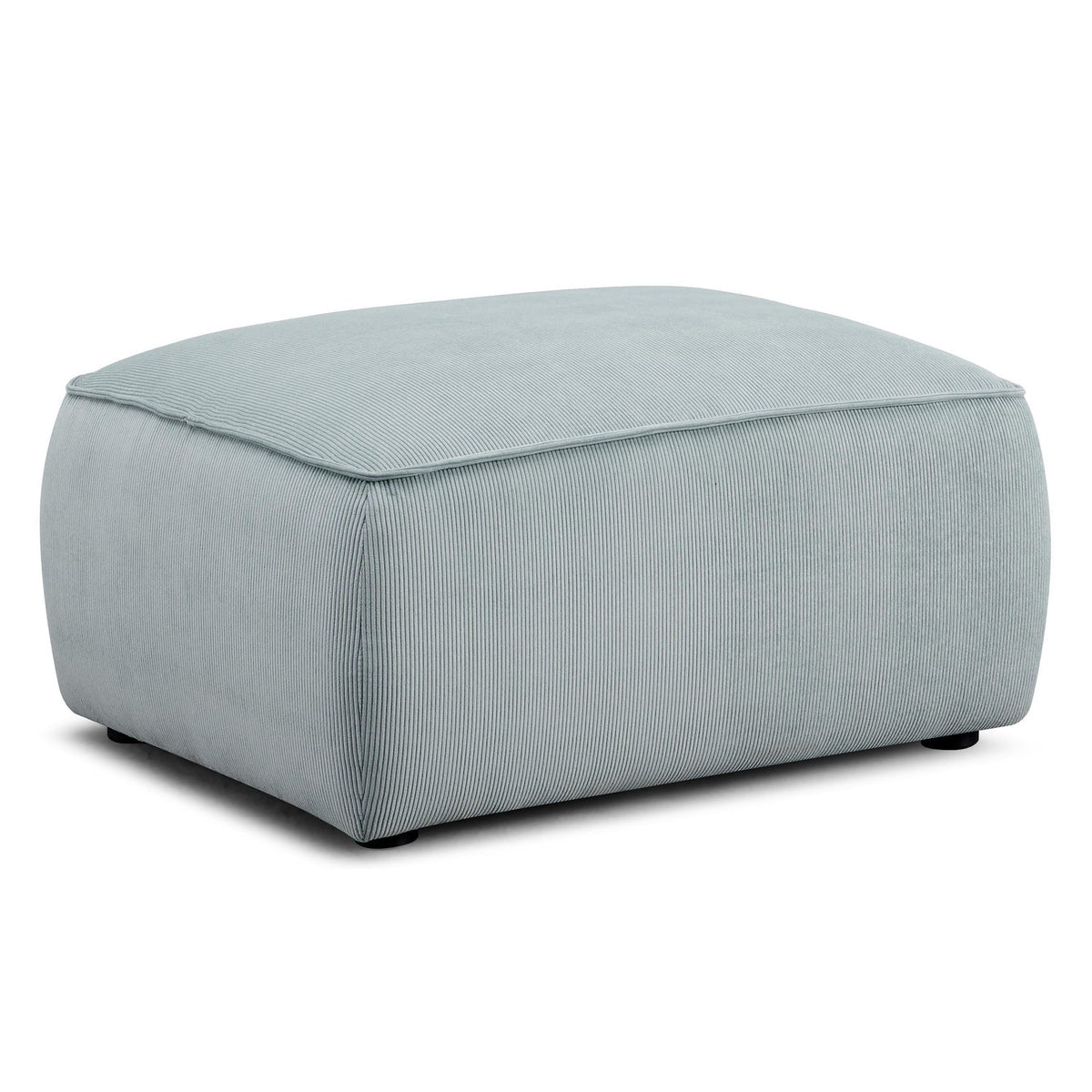 TOV Furniture Travie Performance Corduroy Velvet Ottoman in sea blue corduroy velvet, primary product view