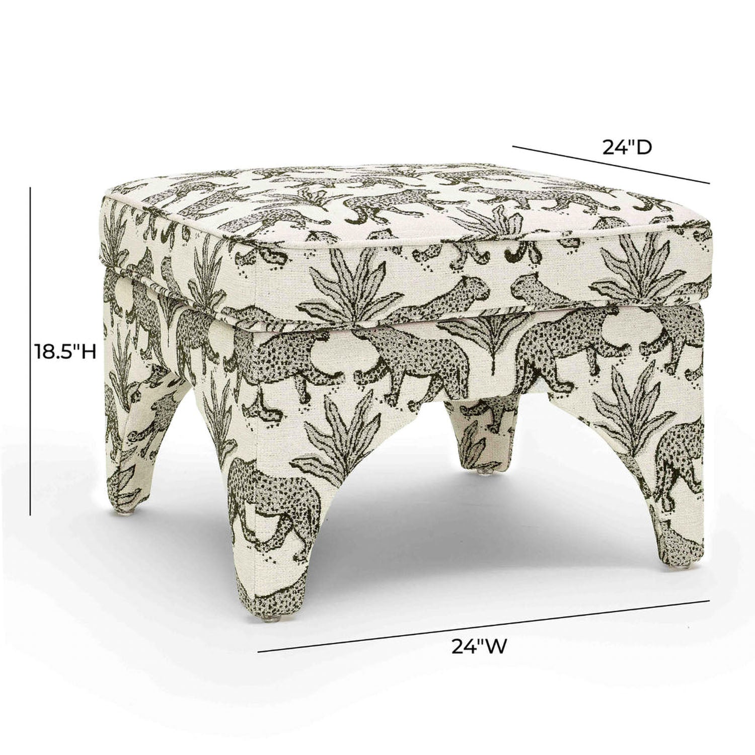 TOV Furniture Raji Leopard Jacquard Ottoman