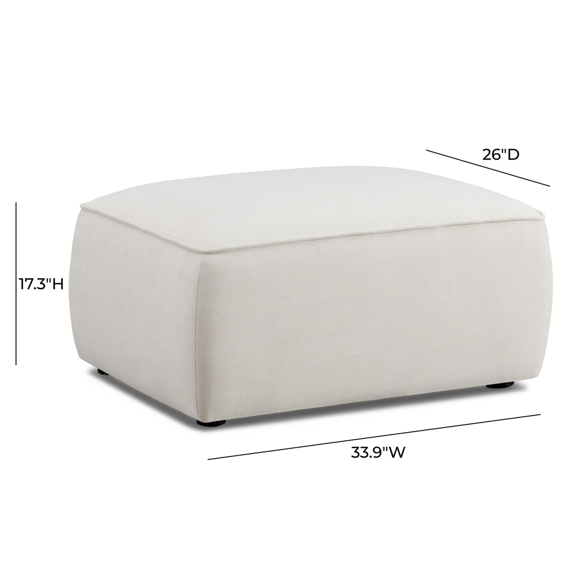 TOV Furniture Travie Sand Upcycled Performance Linen Ottoman
