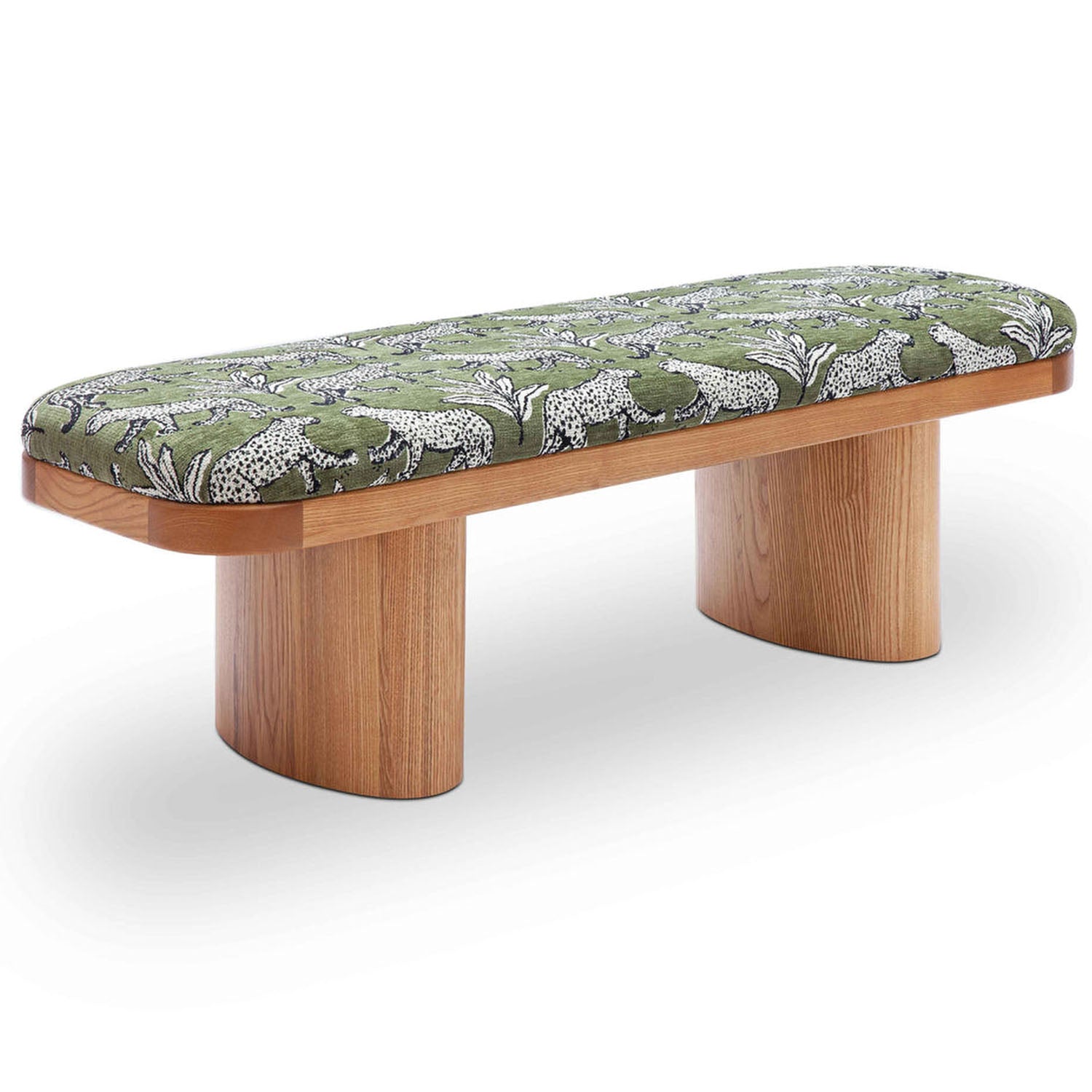 TOV Furniture Ollie Olive Green Leopard Jacquard Bench