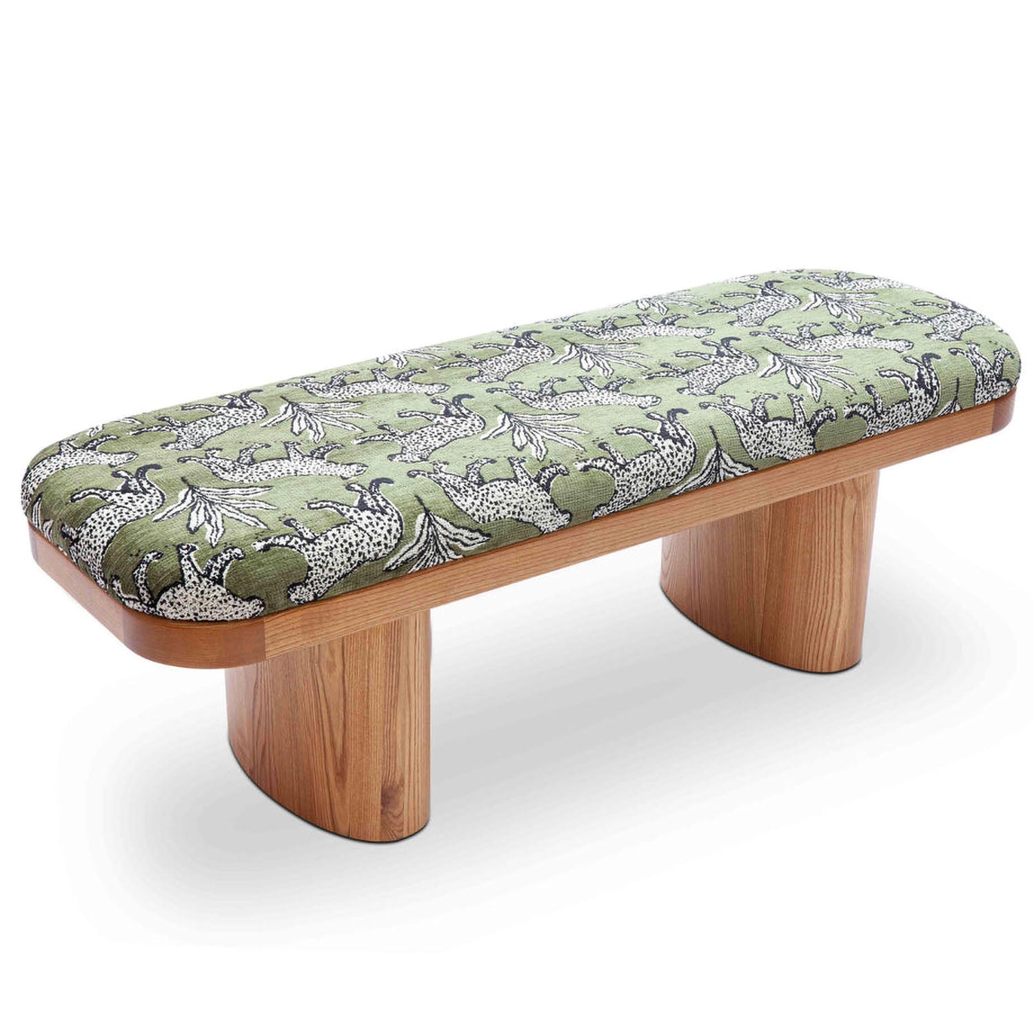 TOV Furniture Ollie Olive Green Leopard Jacquard Bench