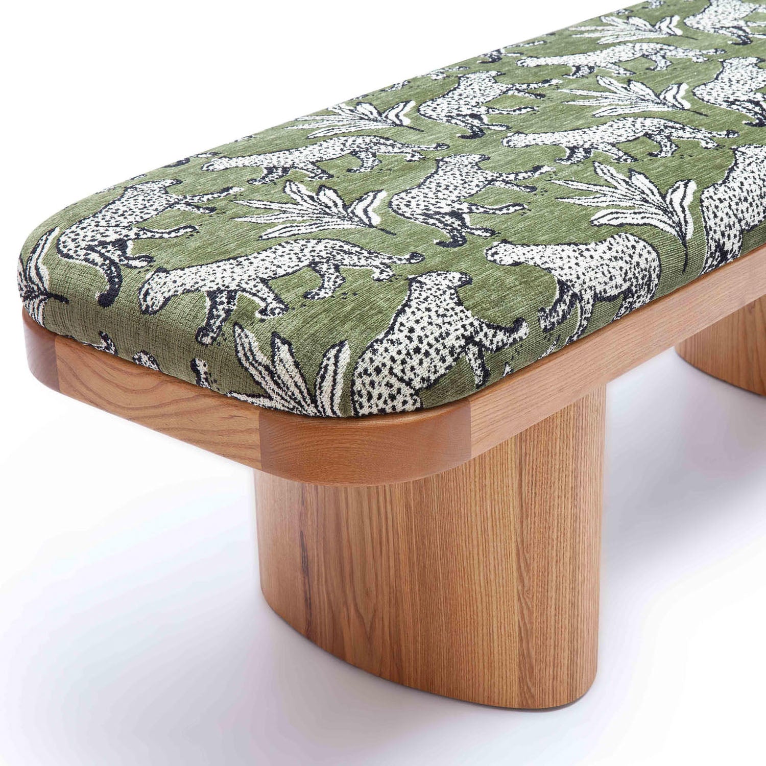 TOV Furniture Ollie Olive Green Leopard Jacquard Bench
