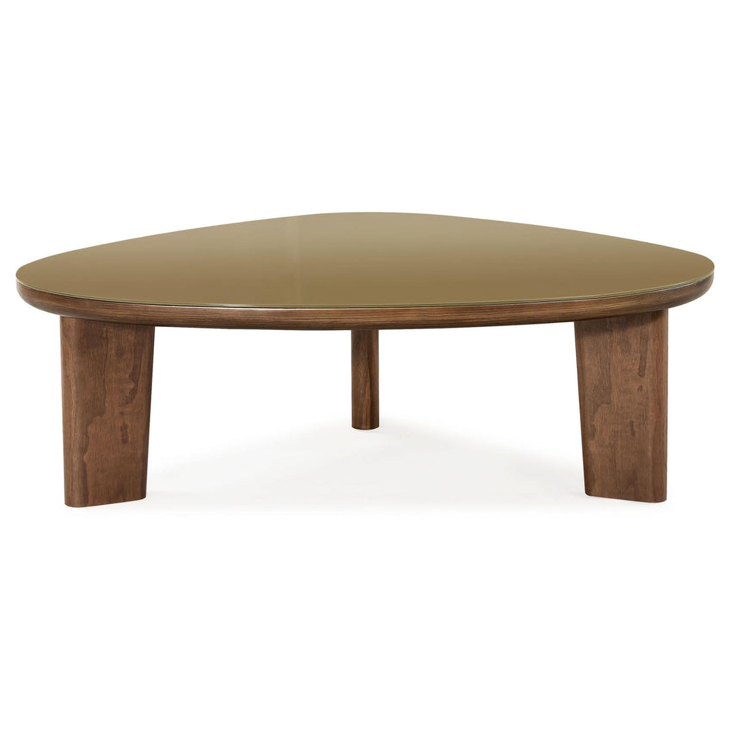 TOV Furniture Oani Walnut and Glass Triangular Coffee Table