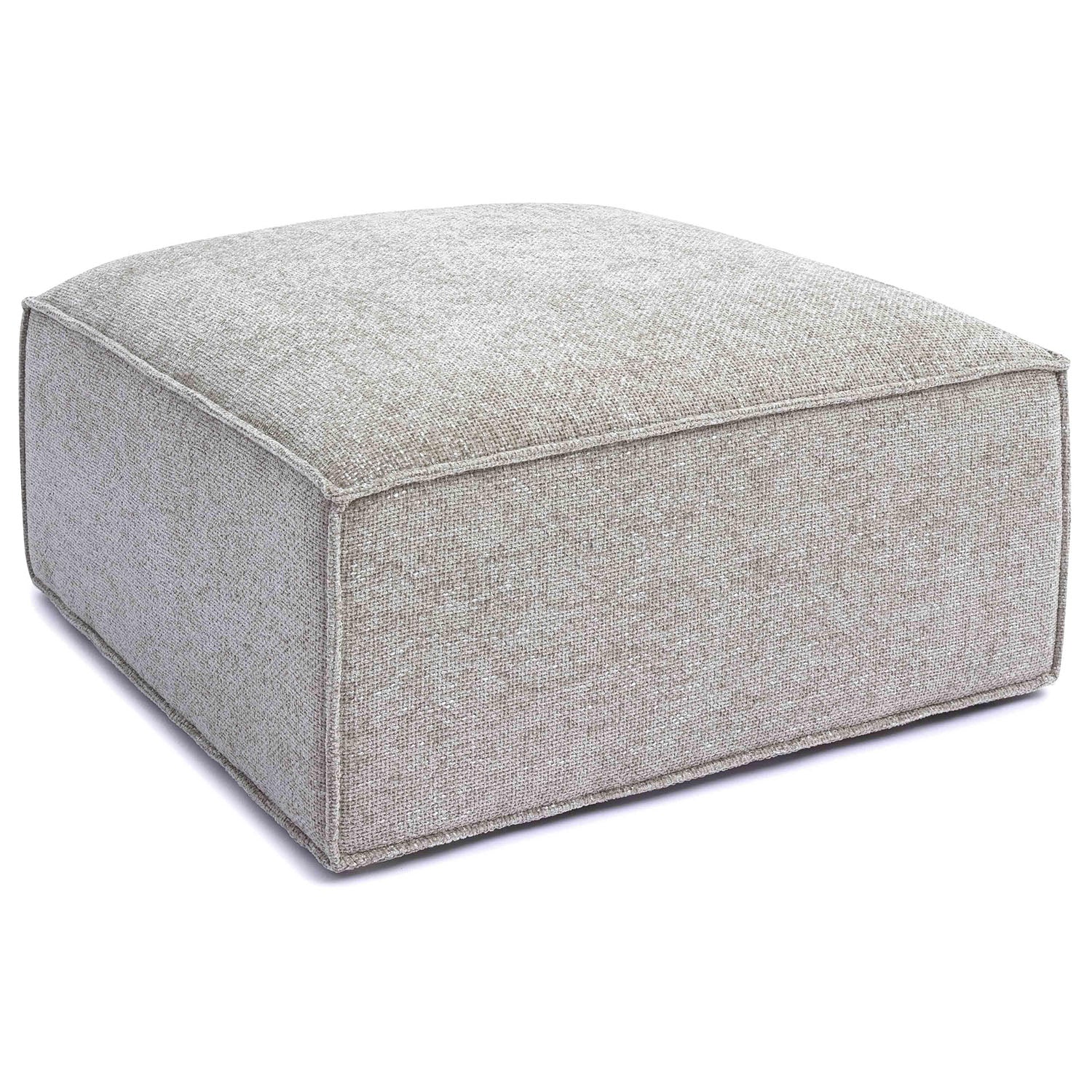 TOV Furniture Mindy Chenille Basketweave Ottoman