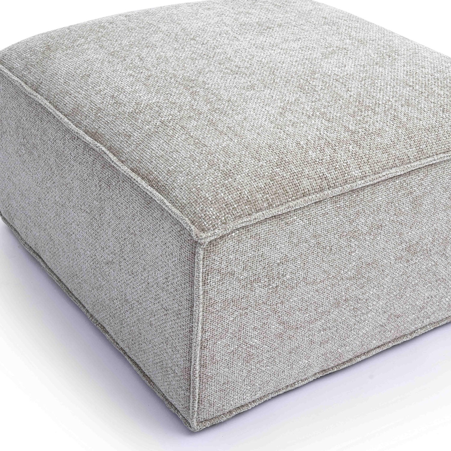 TOV Furniture Mindy Chenille Basketweave Ottoman