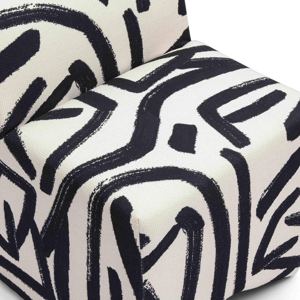 TOV Furniture Pippa Black Brushstroke Print Contract Grade Accent Stool