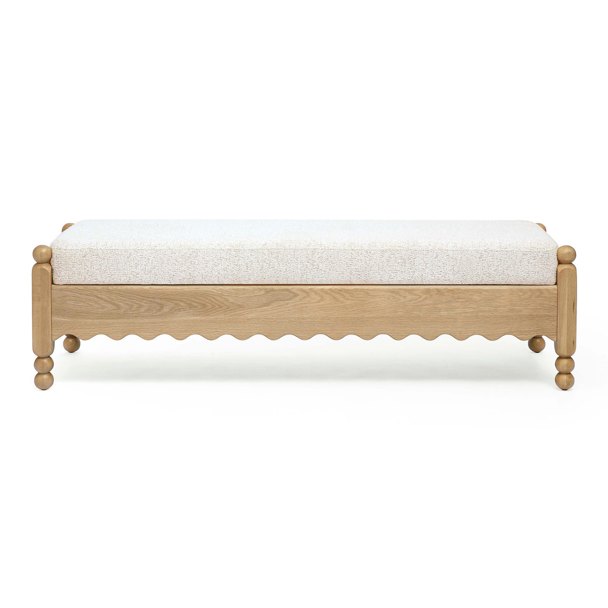 TOV Furniture Thelma 56" Cream Performance Basketweave Bench in Cream Fabric, primary product view
