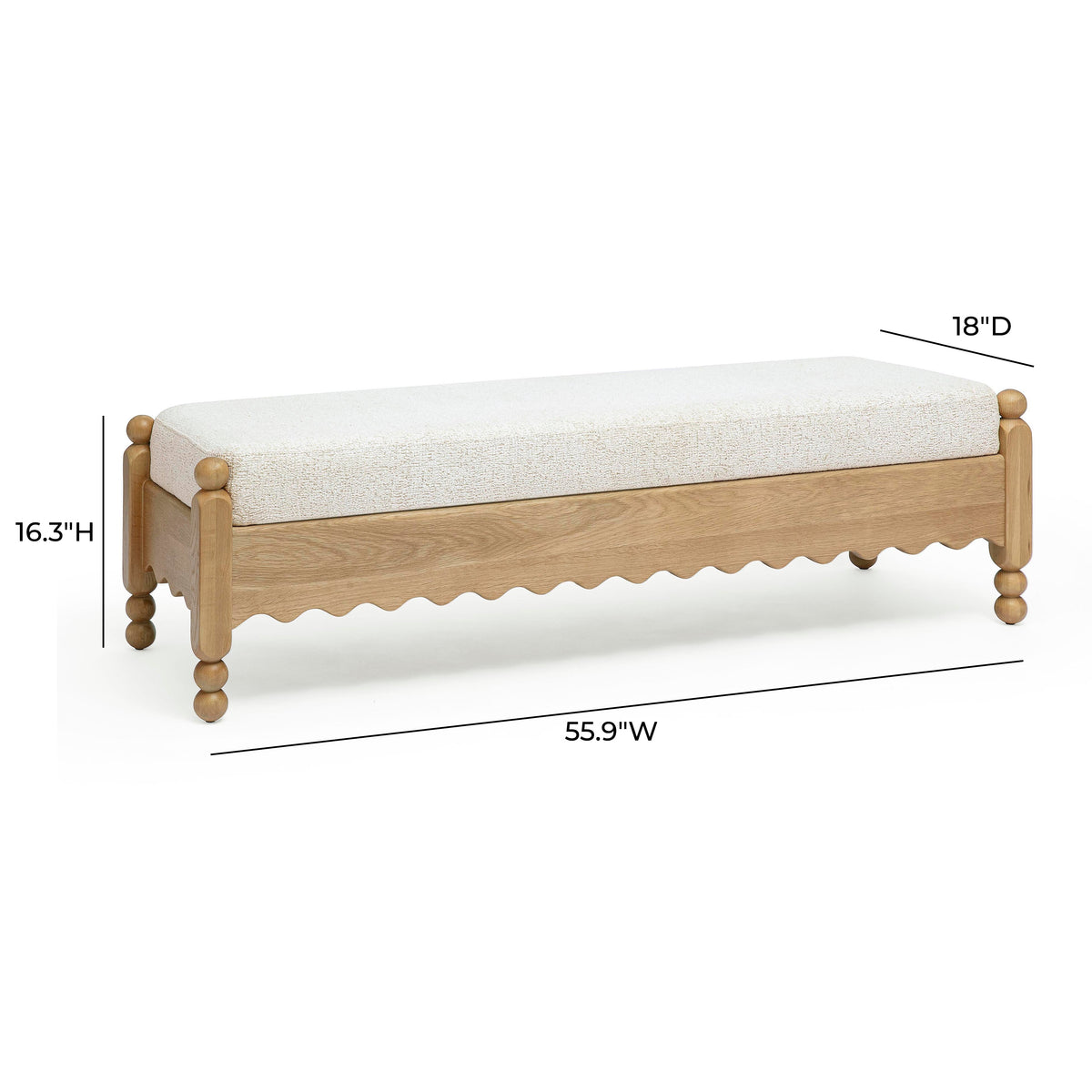 TOV Furniture Thelma Cream Performance Basketweave Bench