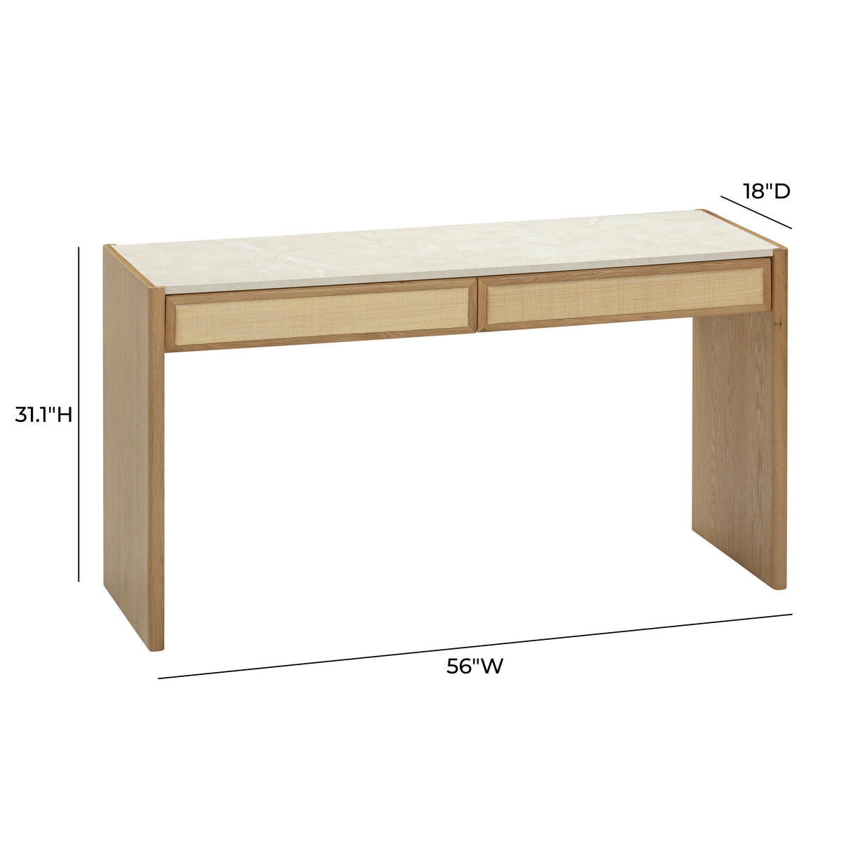 TOV Furniture Paige Natural Oak 2-Drawer Console Desk