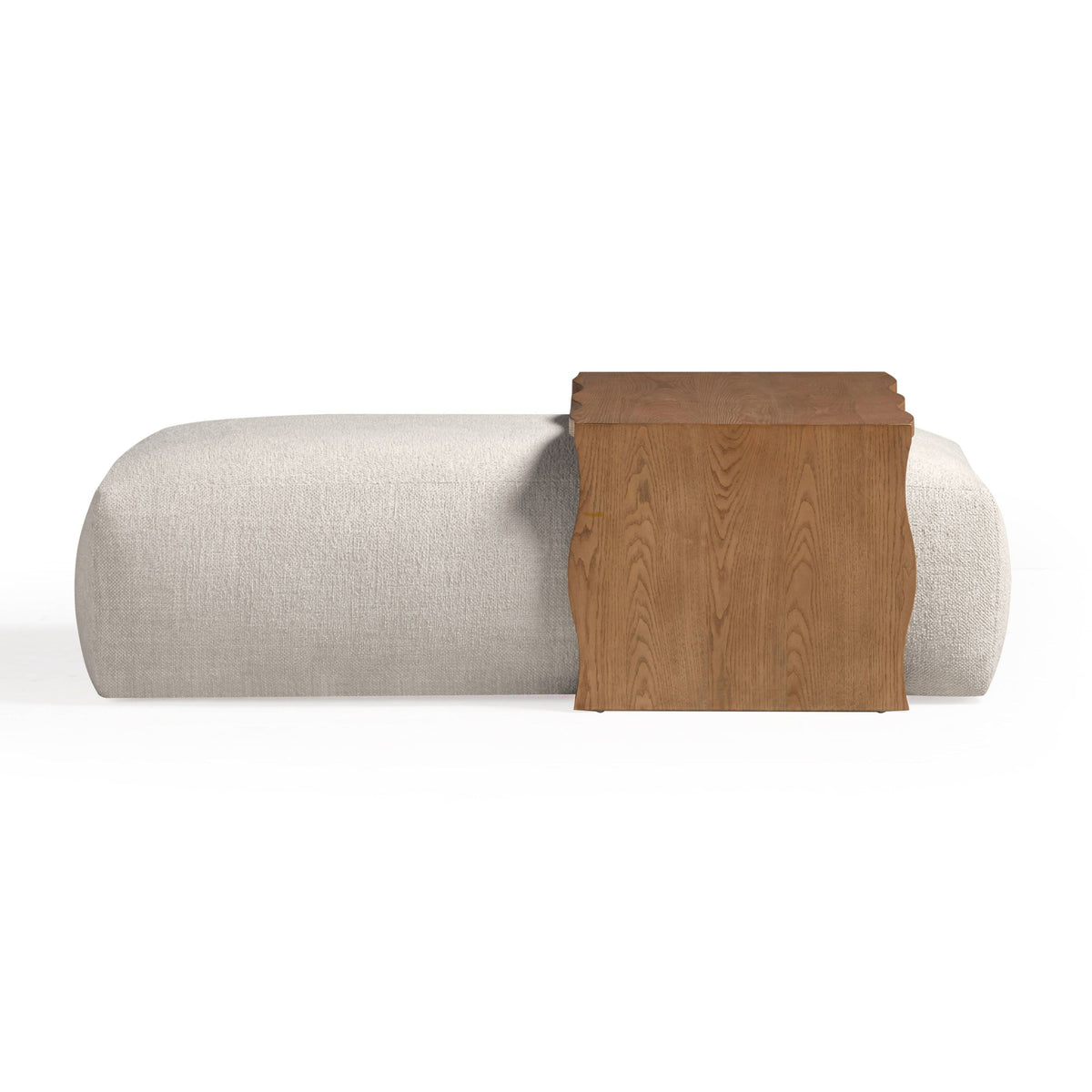 TOV Furniture Spencer Cream Performance Basketweave Ottoman with Bridge Table