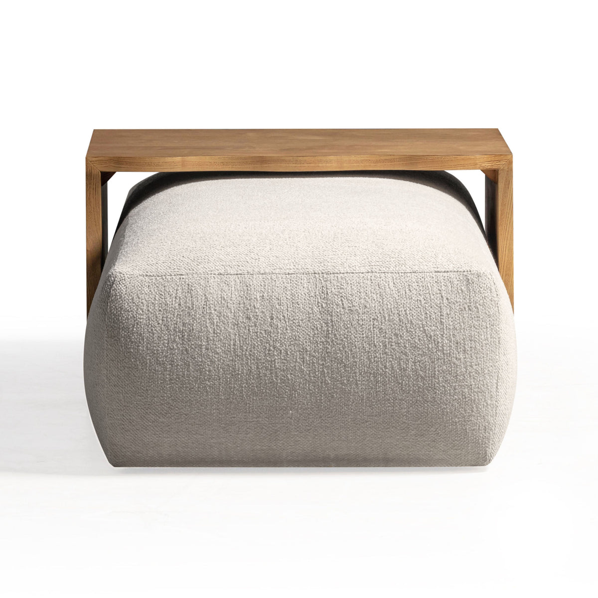 TOV Furniture Spencer Cream Performance Basketweave Ottoman with Bridge Table