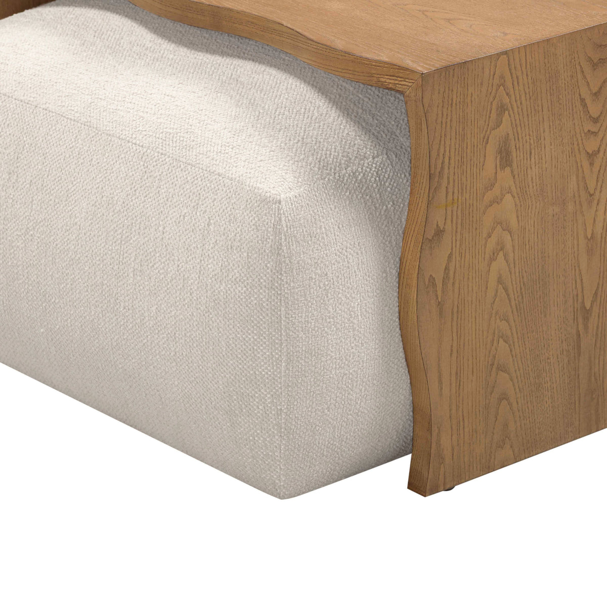 TOV Furniture Spencer Cream Performance Basketweave Ottoman with Bridge Table