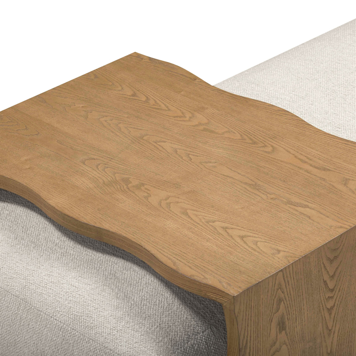 TOV Furniture Spencer Cream Performance Basketweave Ottoman with Bridge Table