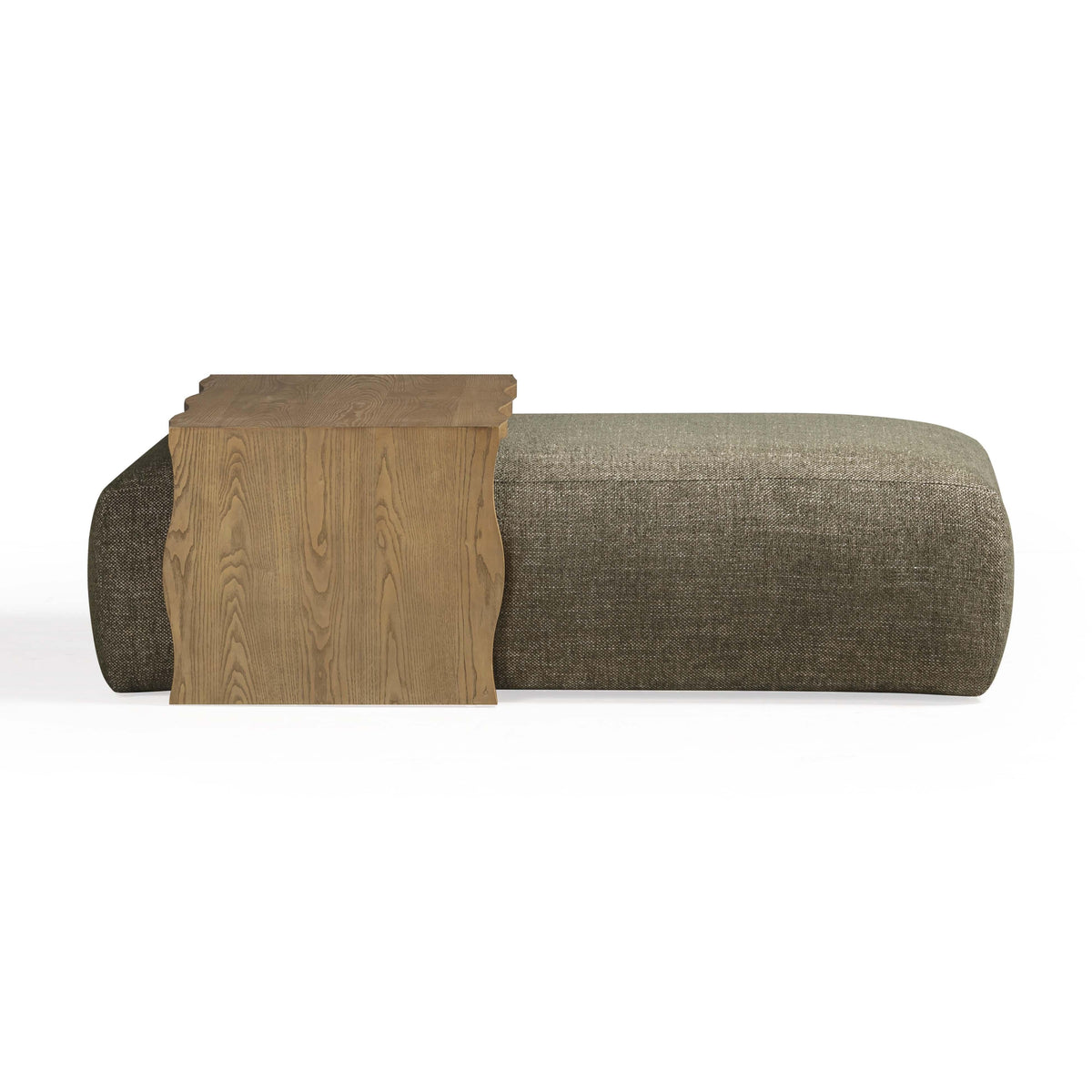 TOV Furniture Spencer Green Performance Basketweave Ottoman with Bridge Table