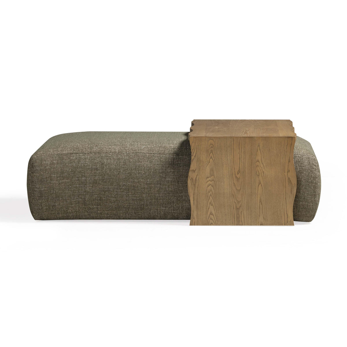 TOV Furniture Spencer Green Performance Basketweave Ottoman with Bridge Table