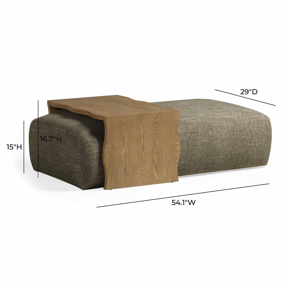 TOV Furniture Spencer Green Performance Basketweave Ottoman with Bridge Table