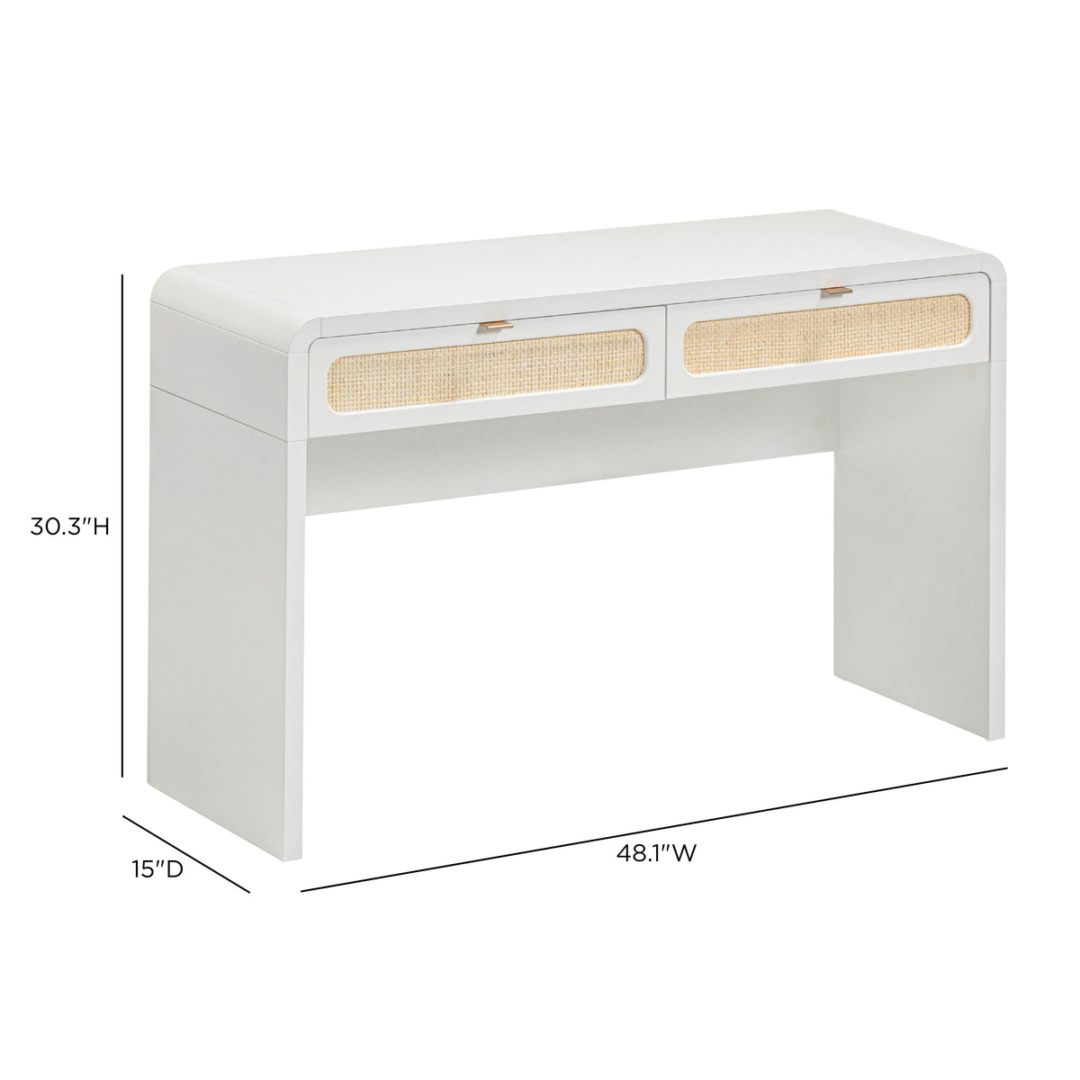 TOV Furniture Patty White Rattan 2-Drawer Console Desk