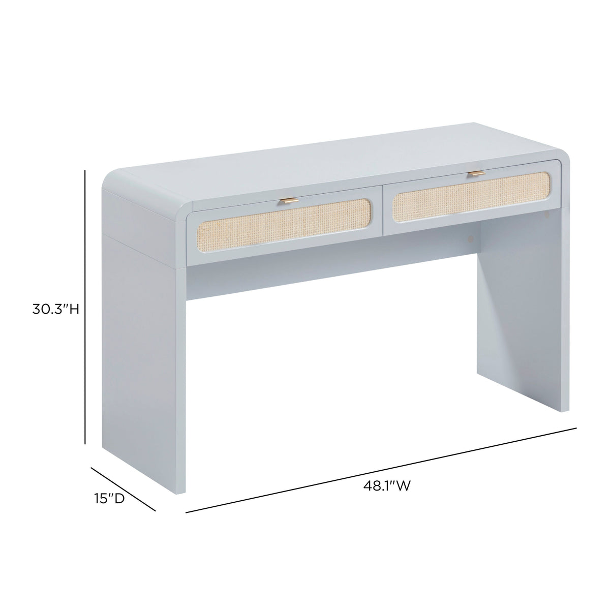 TOV Furniture Patty Blue Rattan 2-Drawer Console Desk