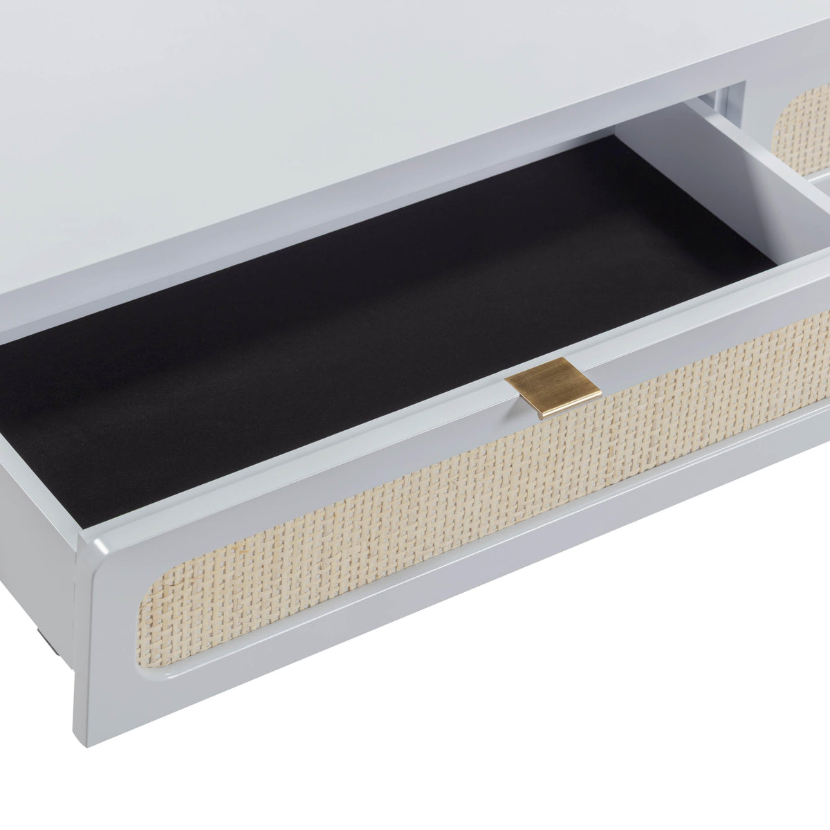 TOV Furniture Patty Blue Rattan 2-Drawer Console Desk